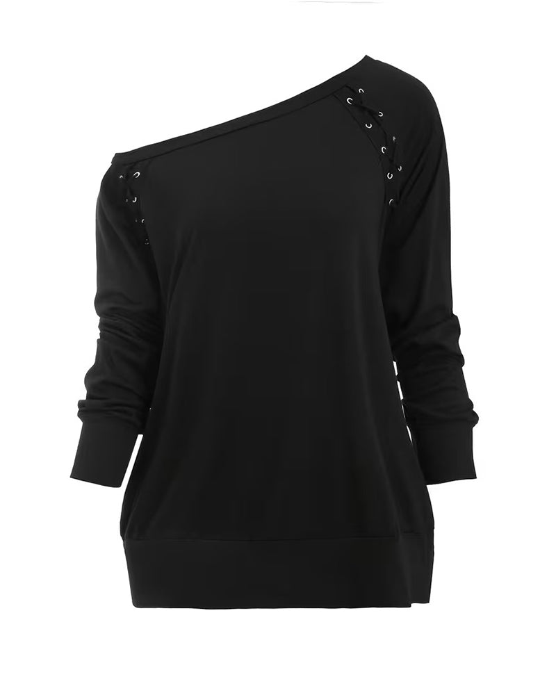 Bluse Stilig En-Skulder Knyte