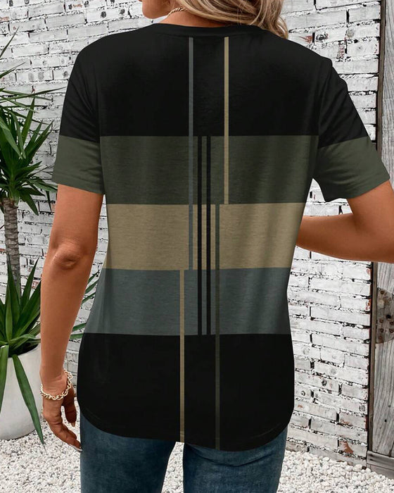 T-Shirt Rund Hals Geometrisk Trykk Kort Erme
