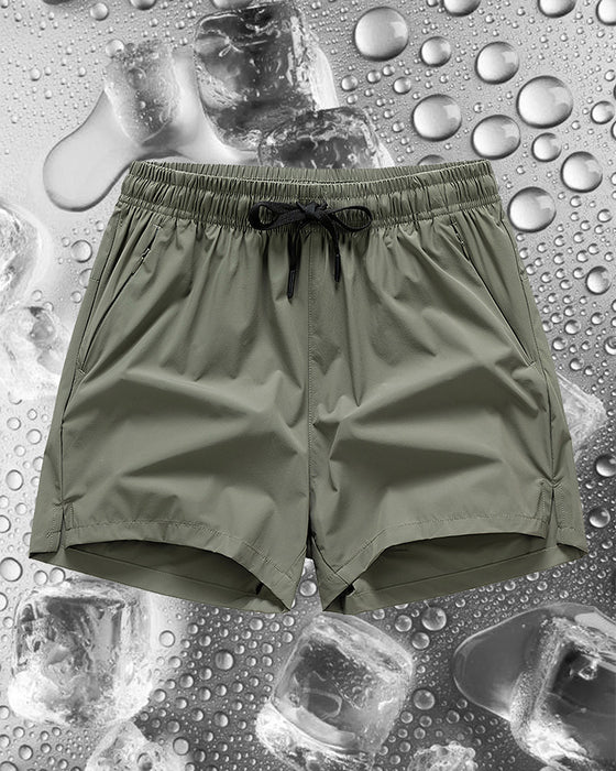 Shorts Menn Elastisk Midje Lomme Hurtigtørkende Is-Silke Sport