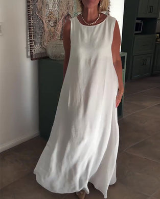 Kjole Ermløs Løs Drapert Lang