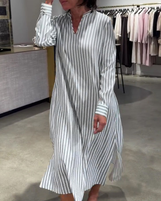 Kjole Stripete Sidesplitt Maxi