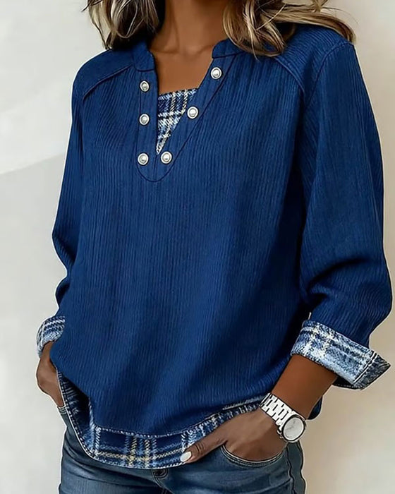 Sweatshirt Falsk To Deler Rutete Langermet