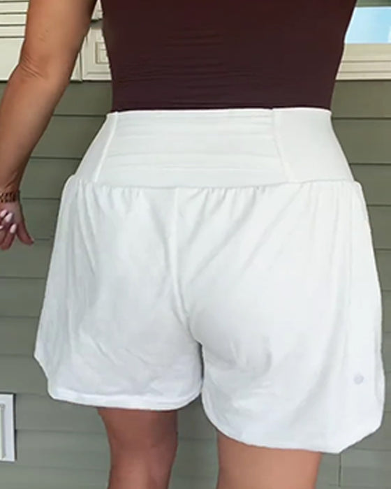 Shorts Høy Midje Anti-Eksponering Dobbel Lag Sport