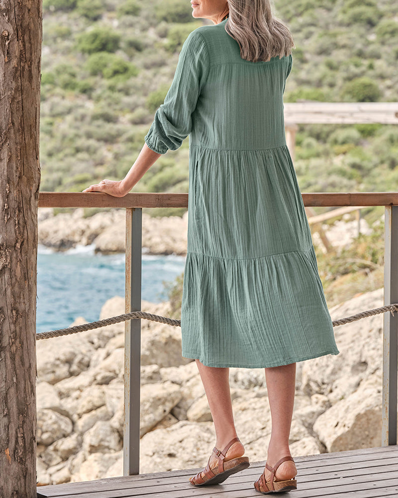 Kjole Enkel V-hals Kneppes