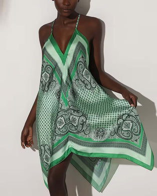 Kjole Uregelmessig Drapet Trykk