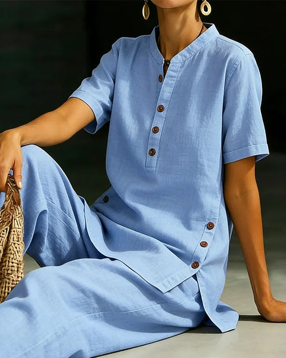 Sett Bomull Lin Knapp