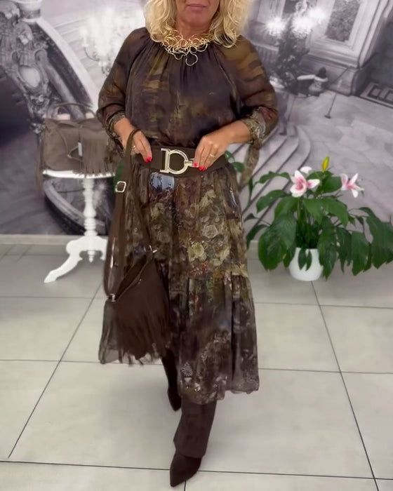 Kjole Elegant Blomstermønster Lang