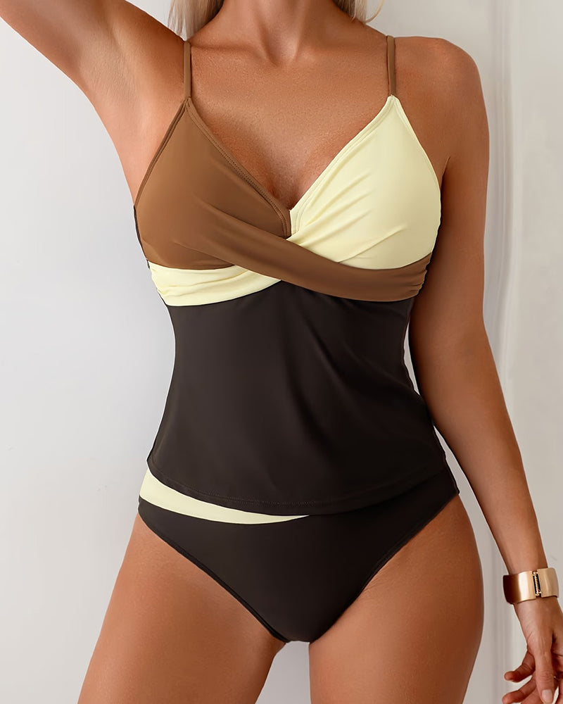 Tankini Høy Midje Fargeblokk