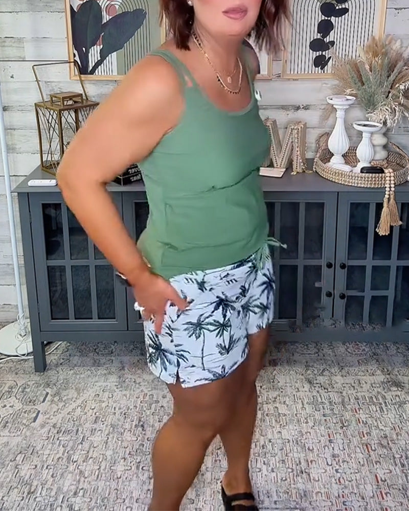 Tankini Trøye-Stylet Firkantet Badeshorts