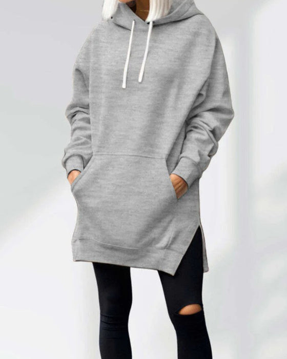 Hettegenser Ensfarget Loose Fit Snøre