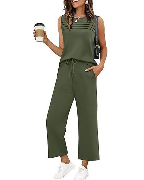 Todelt Sett Plissert Vest Topp