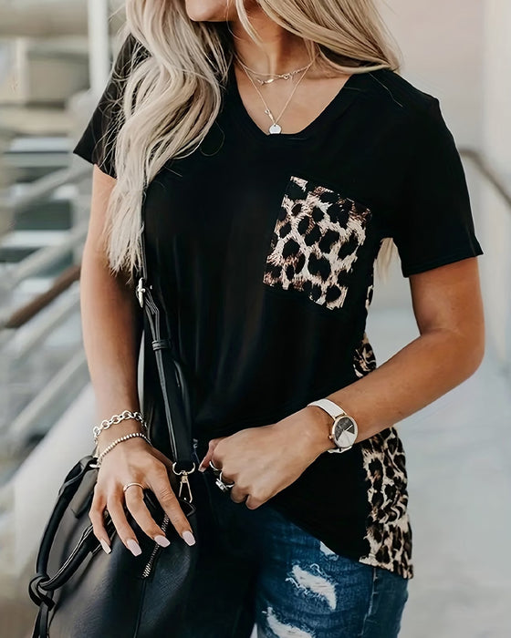 T-Skjorte Leopard Trykk Kortermet