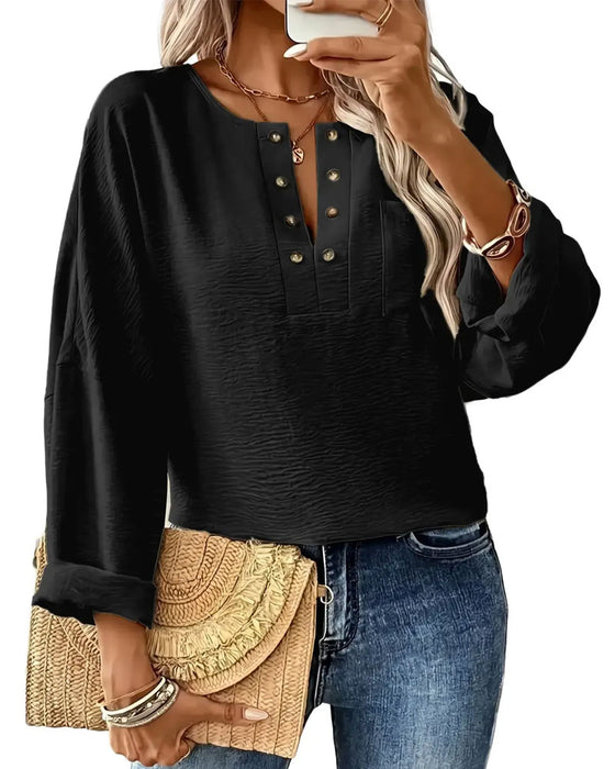 Bluse Solid Casual Lang Erme