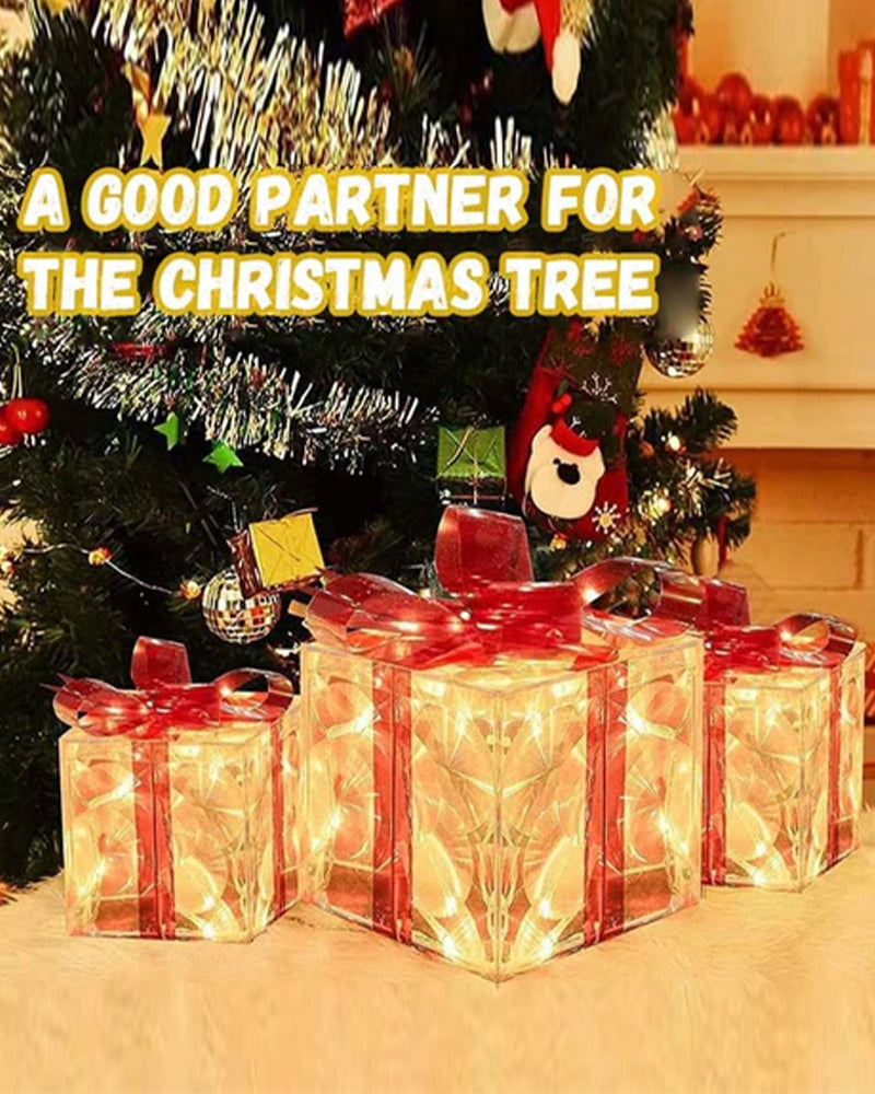 Julepynt I Form Av Glødende Gaveesker