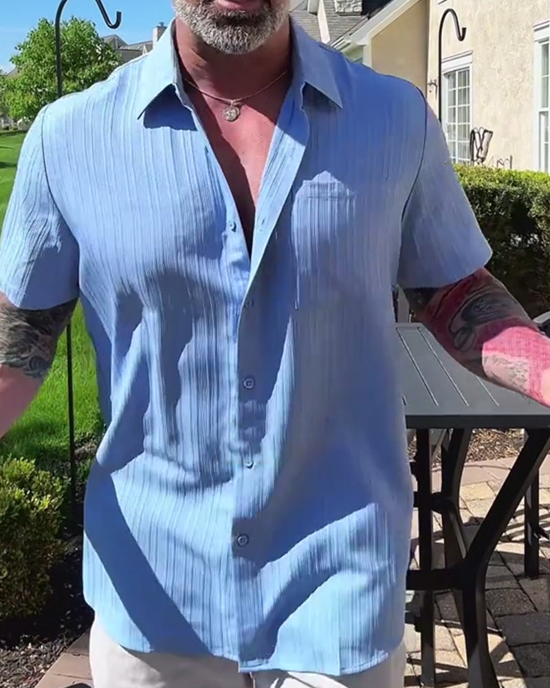 Skjorte Ensfarget Kort Erme Casual