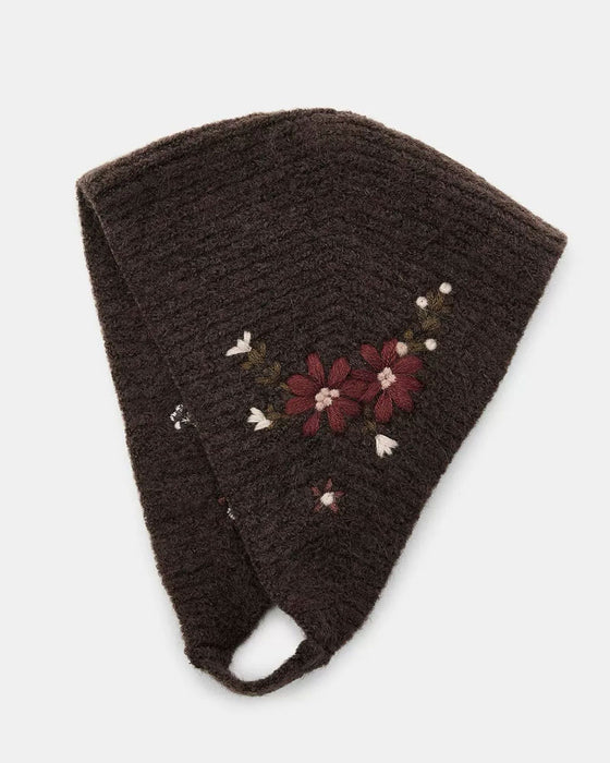 Vintage Strikket Blomstret Skjerf