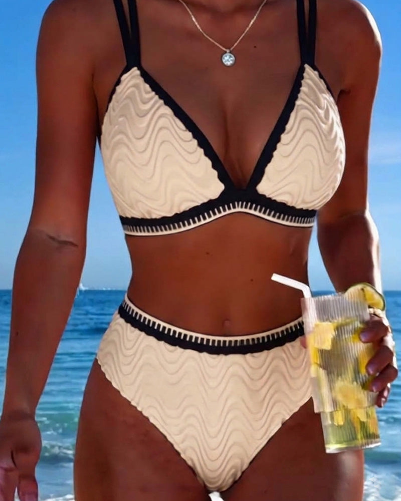 Bikini Fargeblokk Dobbelstropp Teksturert