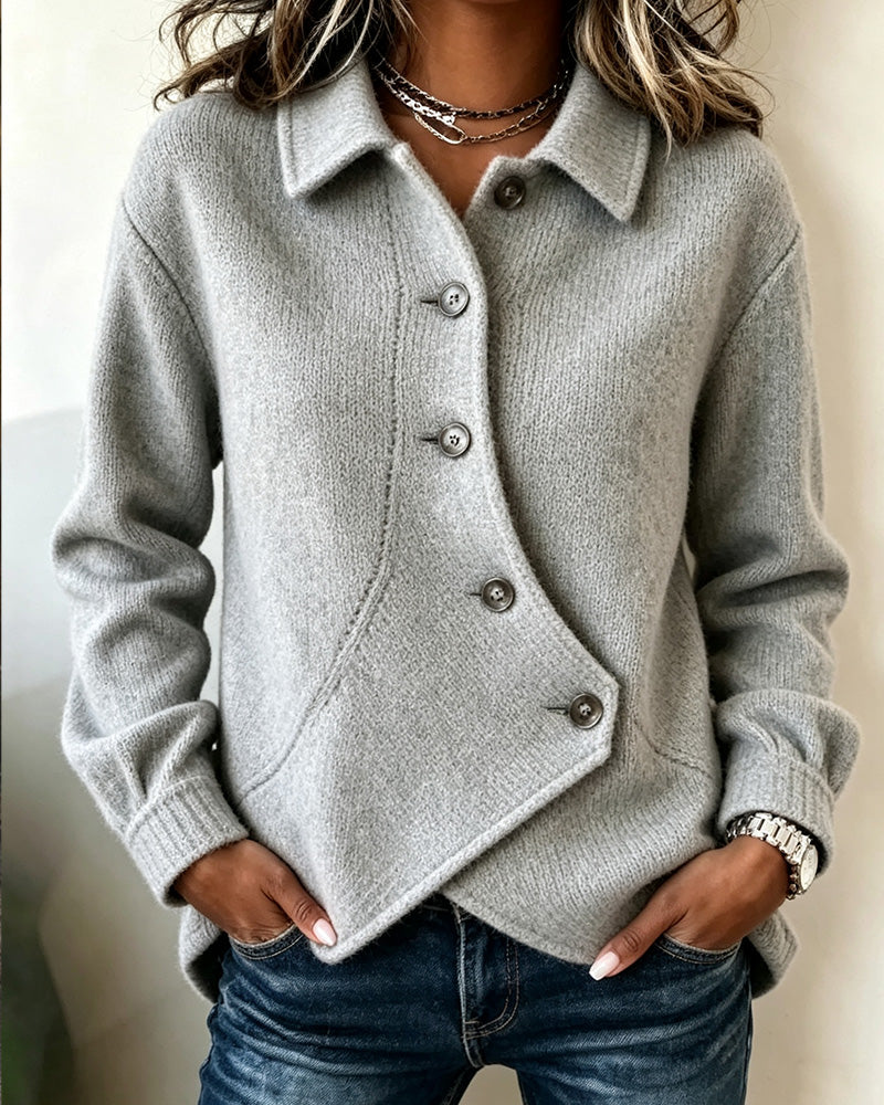 Jakke Solid Uregelmessig Casual
