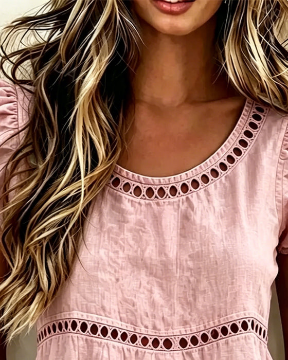 Bluse Pufferme Gjennombrutt Kortermet