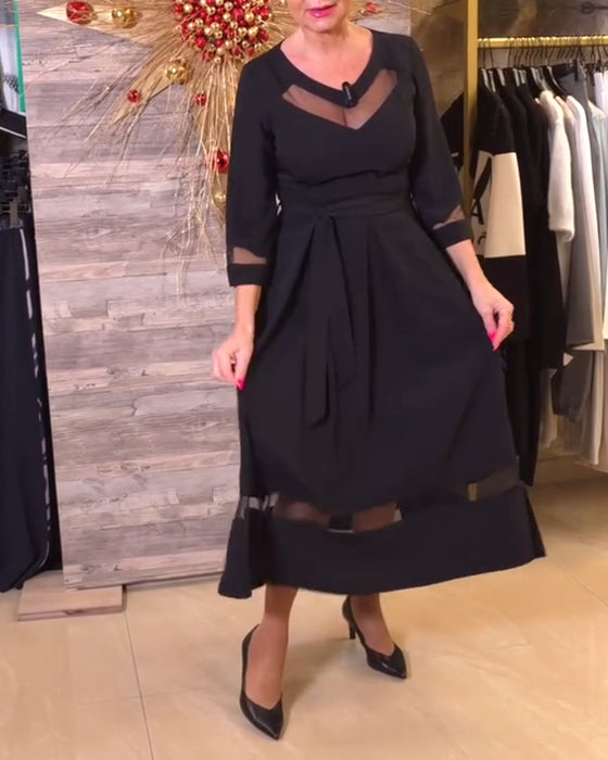 Kjole mote v-hals mesh sømmer