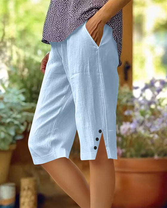 Bukse Elastisk Midje Casual Bermuda