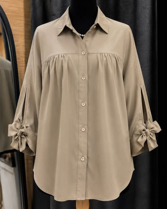 Bluse Sløyfe Detalj Casual Solid