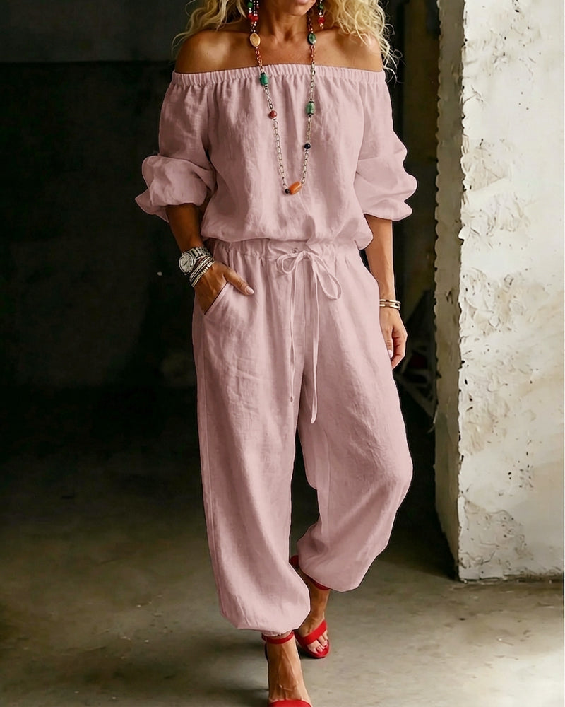 Jumpsuit Off-Shoulder Knyt Midje Innsnørt Midje