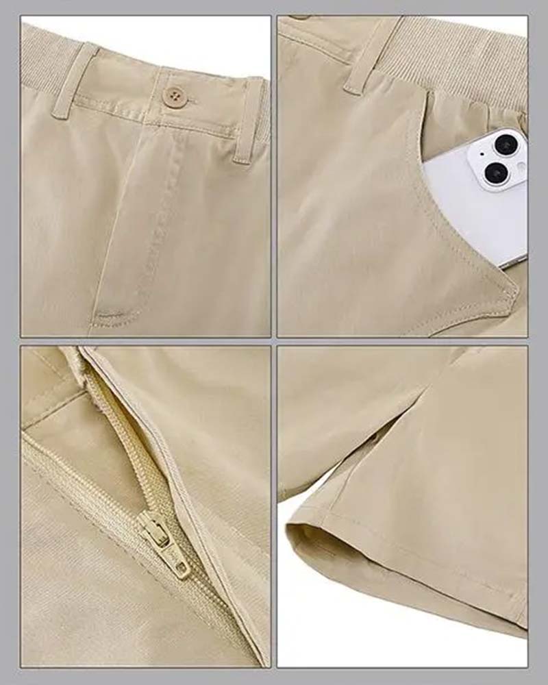 Shorts Med Lommeknapp Ensfarget