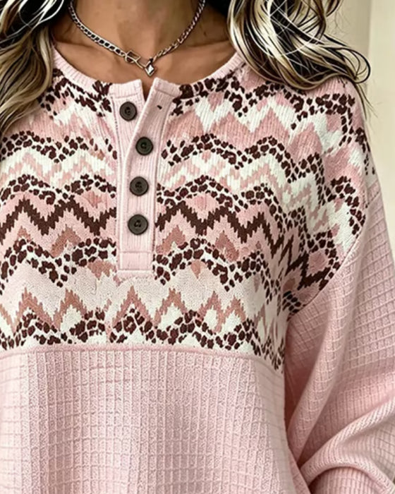 Sweatshirt Rund Hals Vaffel Avslappet