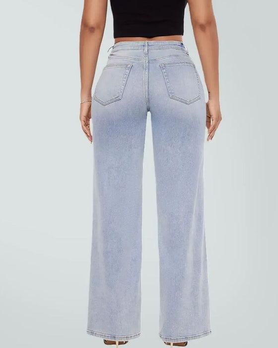 Jeans Høy Midje Vide Bein