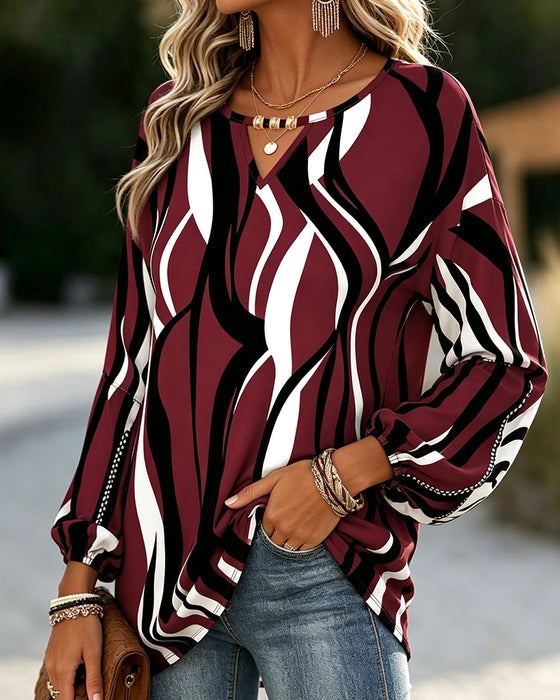 Bluse V-Hals Linje Boble Erme