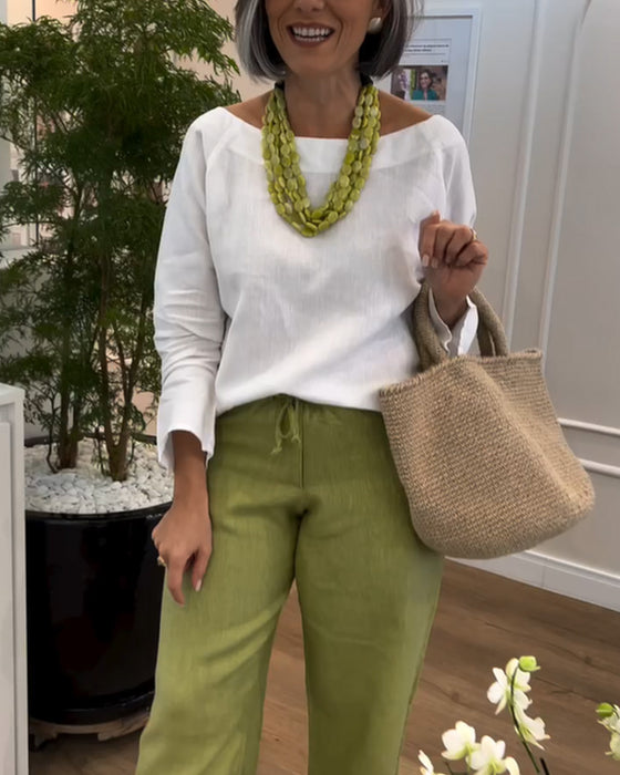 Vidrekkede Bukser Med En Enkelt Farge, Casual Stil Og Trekkone