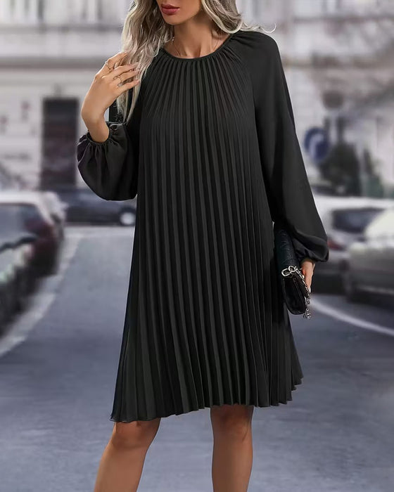 Kjole Mote Ensfarget Plissert