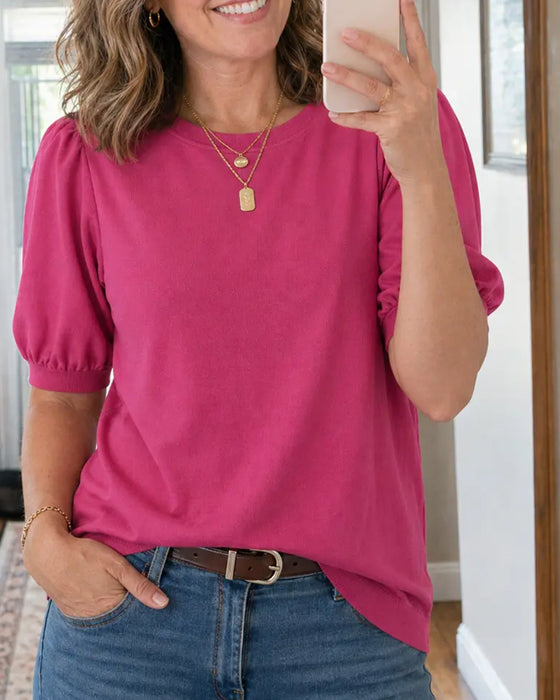 Pullover Pufferme Strikket Kortermet