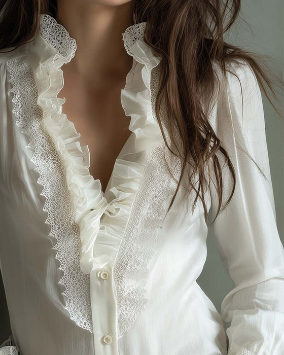 Bluse Ståkrage Knipling Lappeteppe