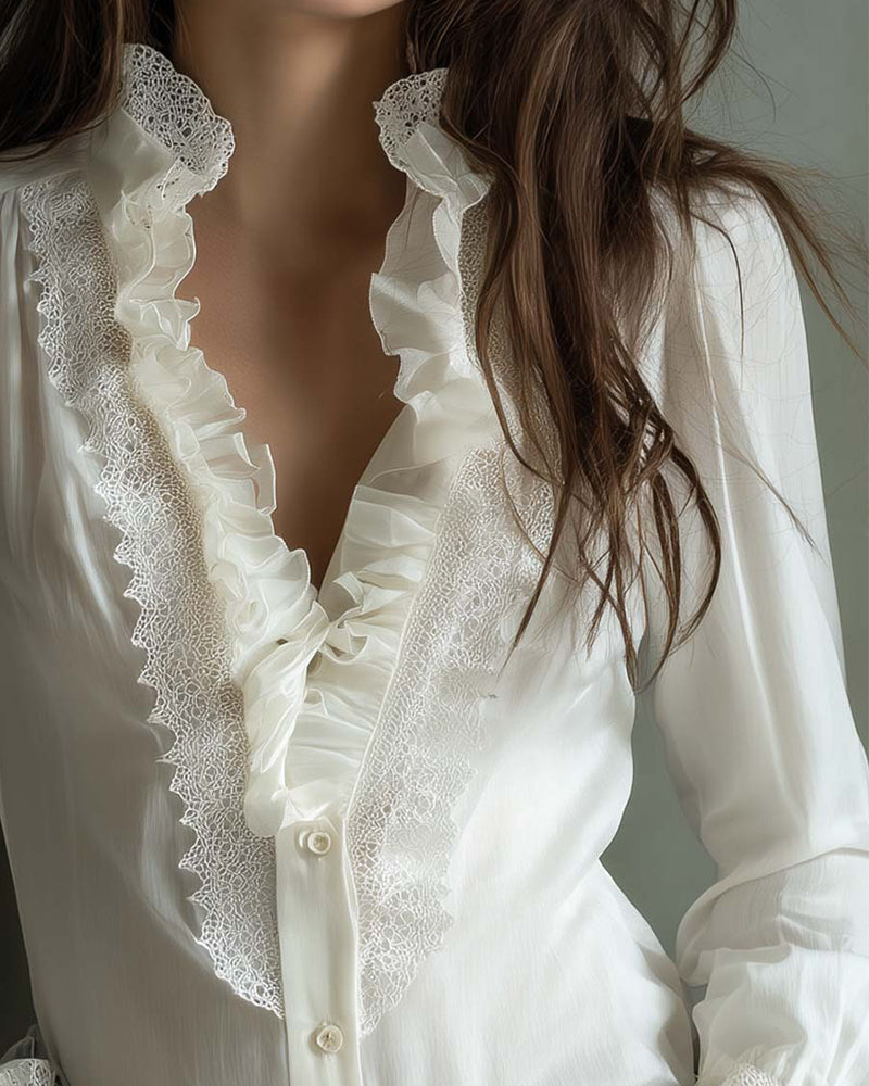 Bluse Ståkrage Knipling Lappeteppe