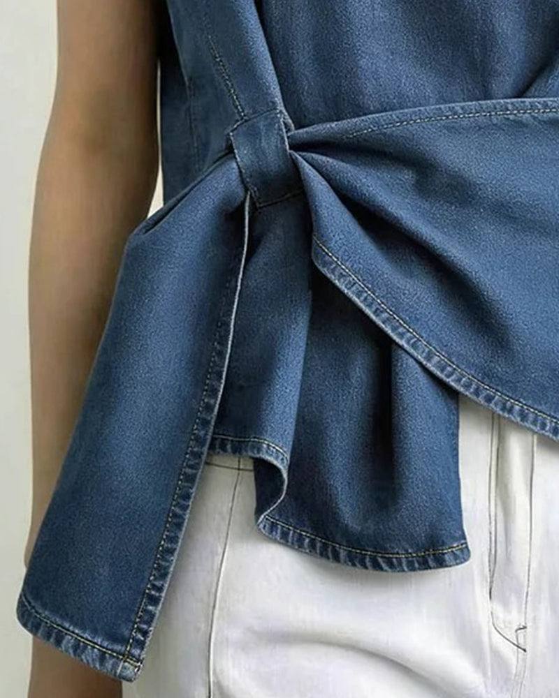 Tank Topp Asymmetrisk Knyte Denim