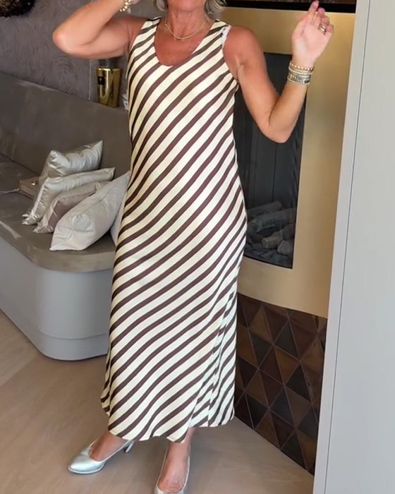 Kjole Ermeløs Stripe Slip Maxi