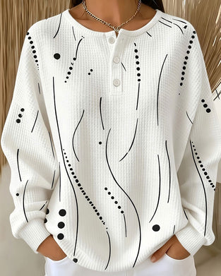 Topp Abstrakt Trykk Vaffel Henley