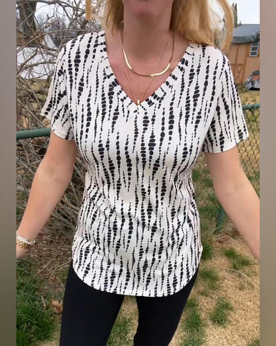 T-Skjorte Trykt Kortermet V-Hals