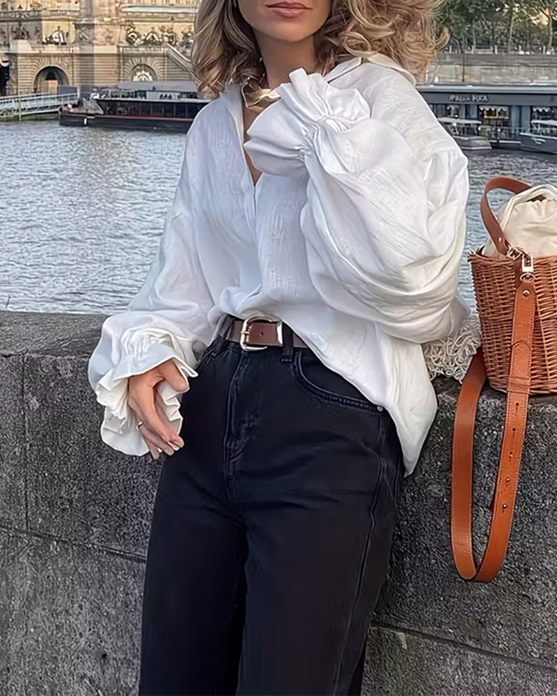 Skjorte Løs Passform Rysj Skuldererm