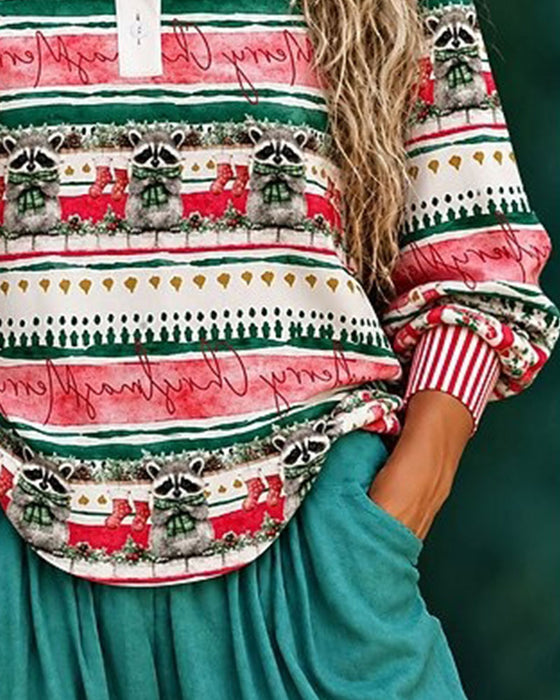 Topp Jul Vaskebjørn Stripet Patchwork