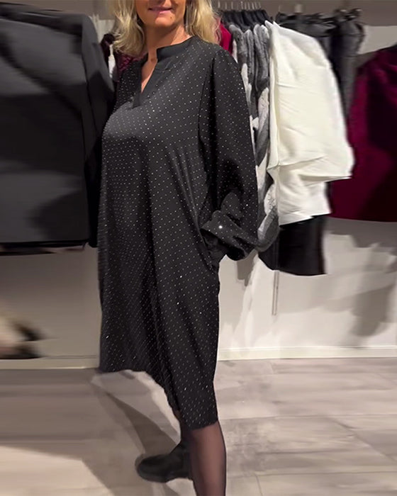 Kjole Med Lanterneermer Med Diamanttrykk