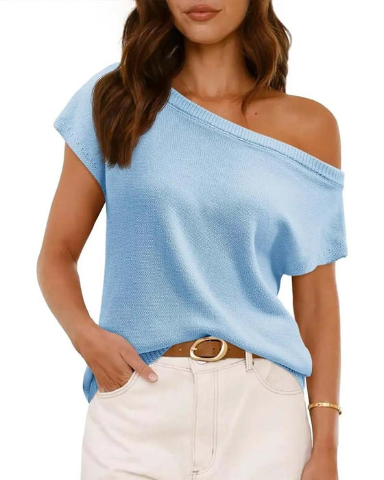 Pullover Off-Shoulder Kort Erme