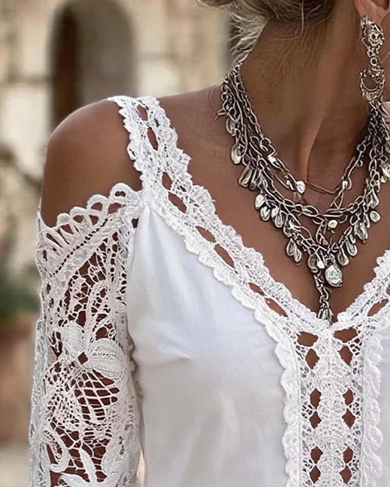 Bluse Off-Skulder Blonde Ruffle