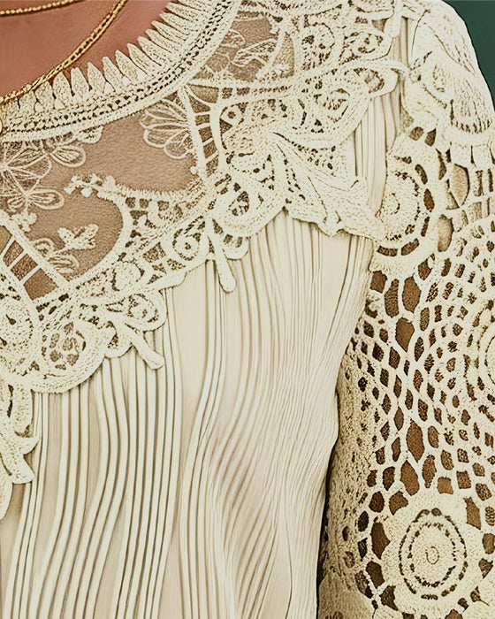 Bluse Lang Erme Bølge Blonder