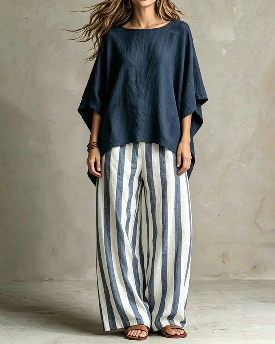Sett Casual Flaggermus Løs Stripe