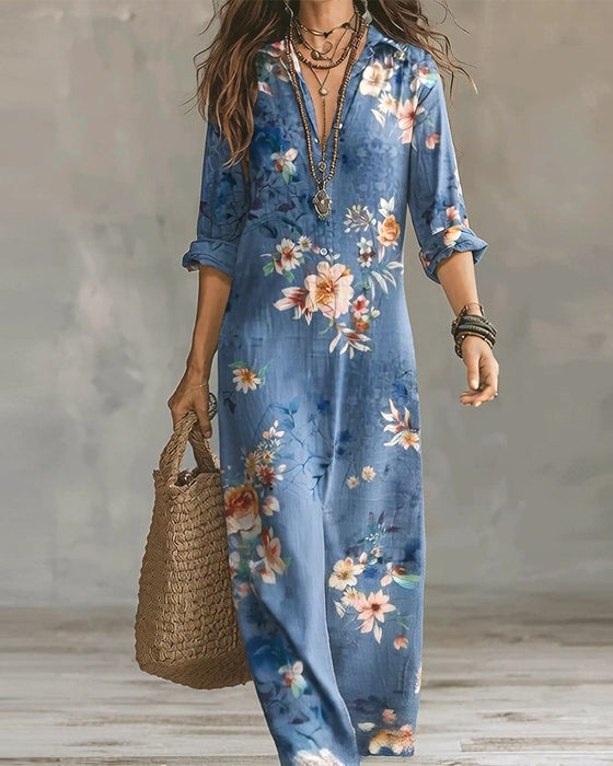 Kjole Blomstret Trykk Maxi