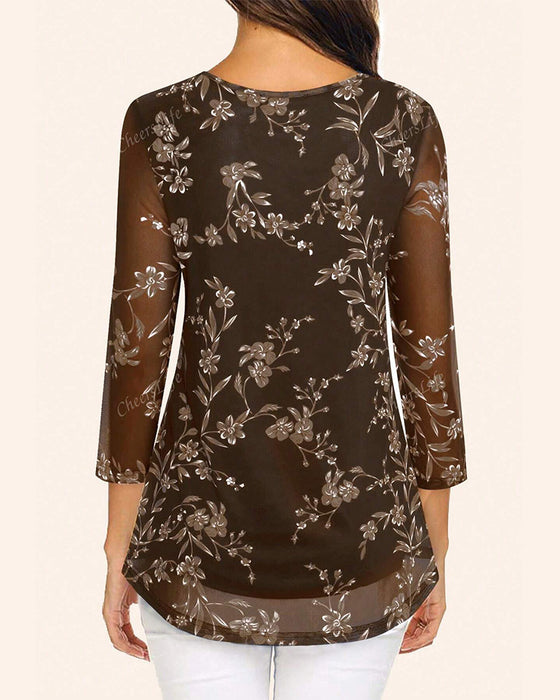 Topp Rund Hals Plisserte Blomster