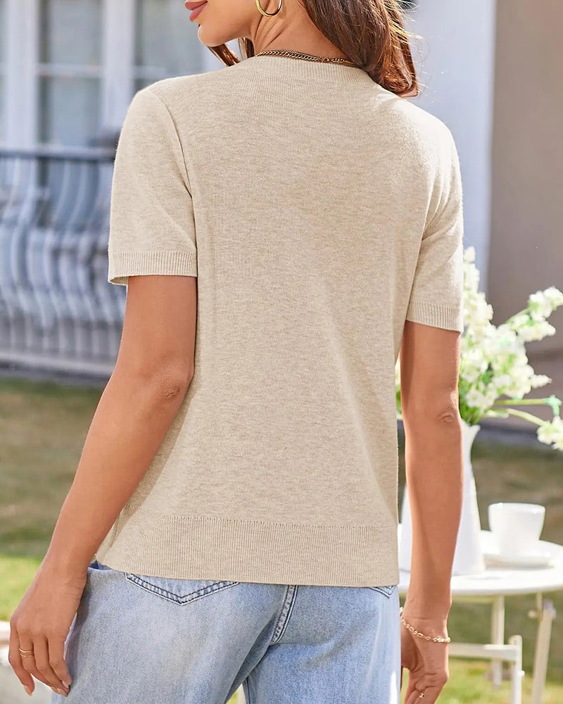 Cardigan Kort Erme V-Hals